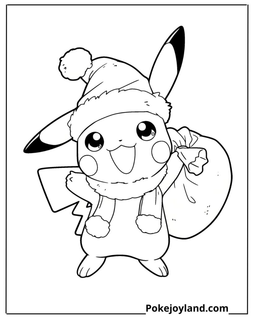 Christmas pikachu coloring page
