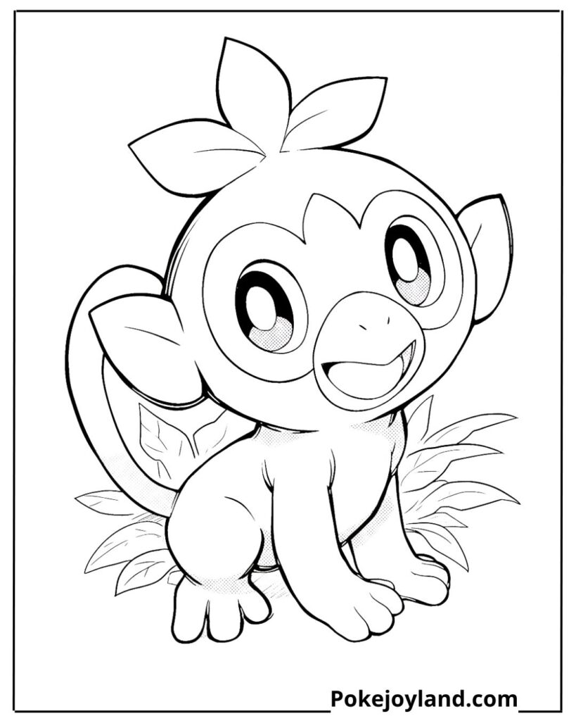 Grookey coloring page