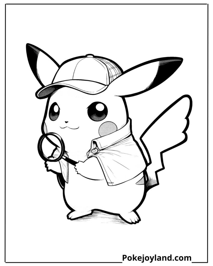 Detective pikachu coloring page
