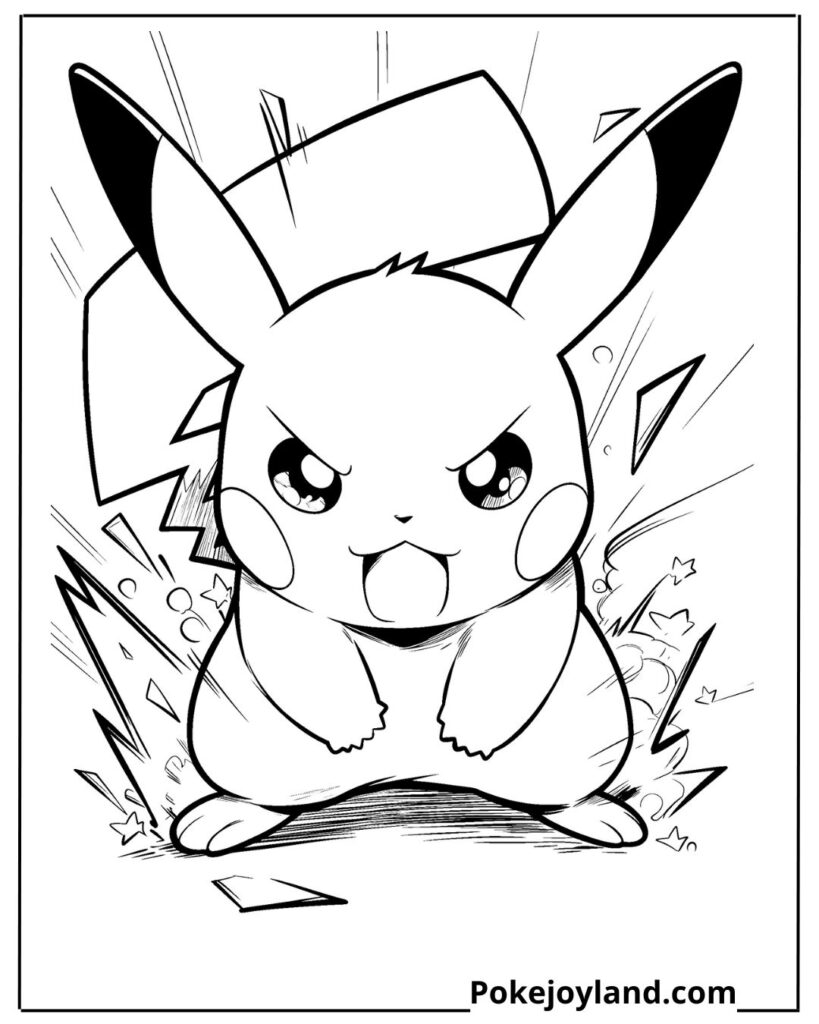 Angry pikachu coloring page
