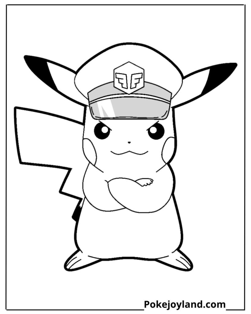 Captain pikachu coloring page
