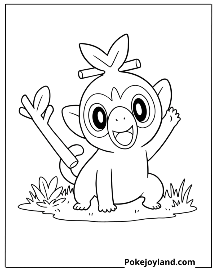 Grookey coloring page