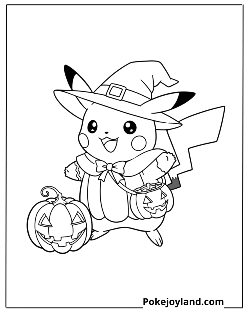Halloween Pikachu Coloring Page