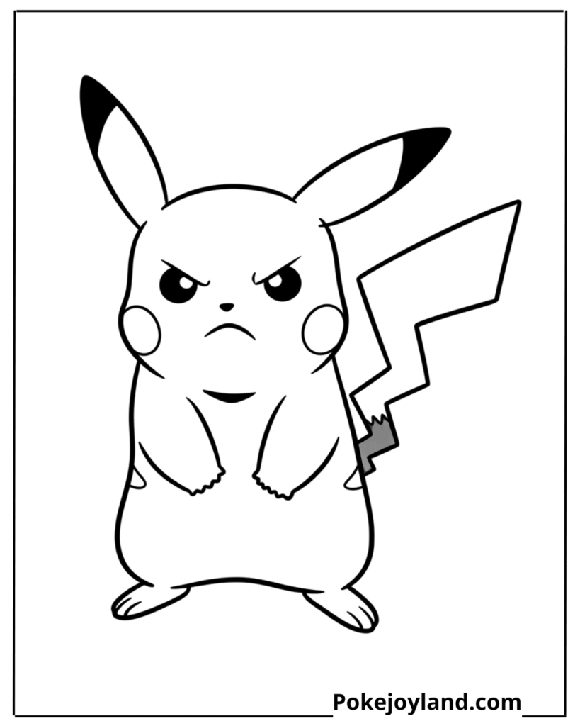 Angry Pikachu Coloring Page