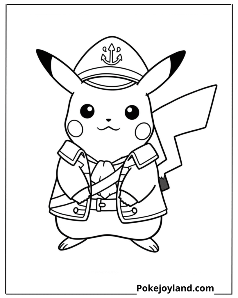 Captain Pikachu Coloring Page