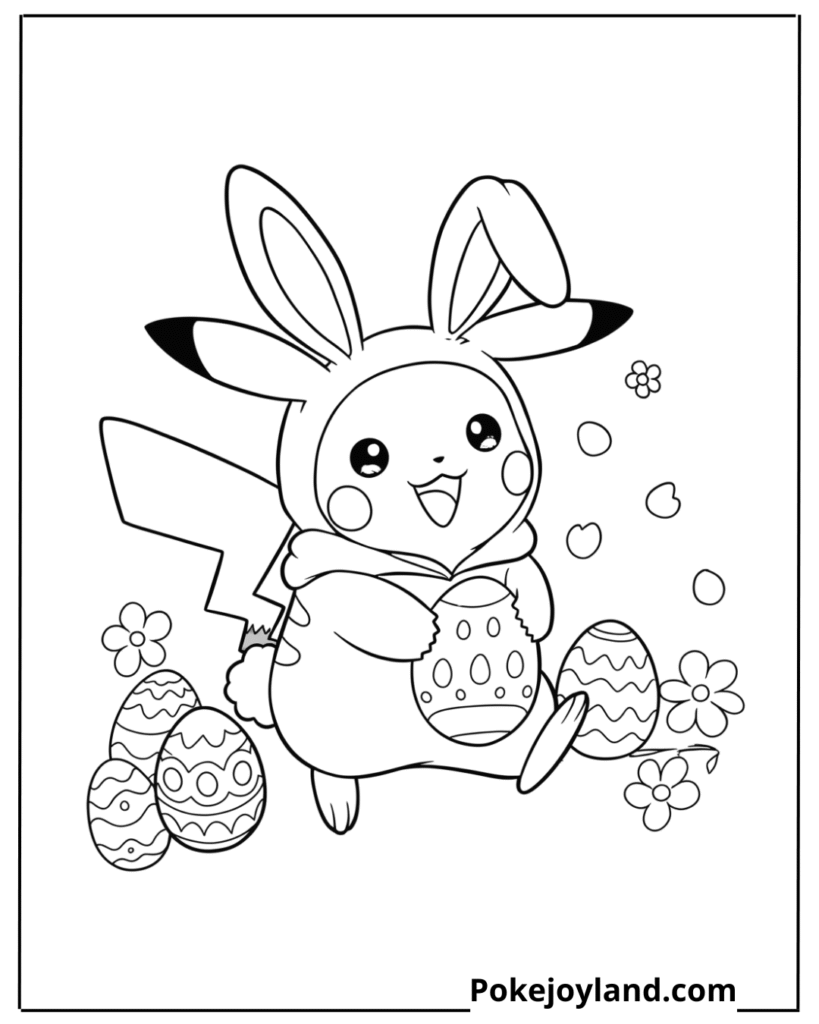 Pikachu Easter Coloring Page