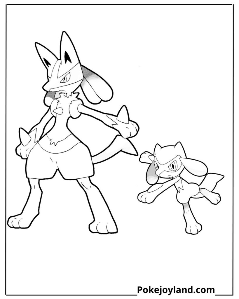 Lucario and Riolu Coloring Page
