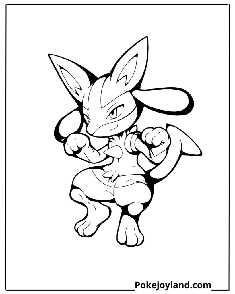 Kawaii lucario coloring page