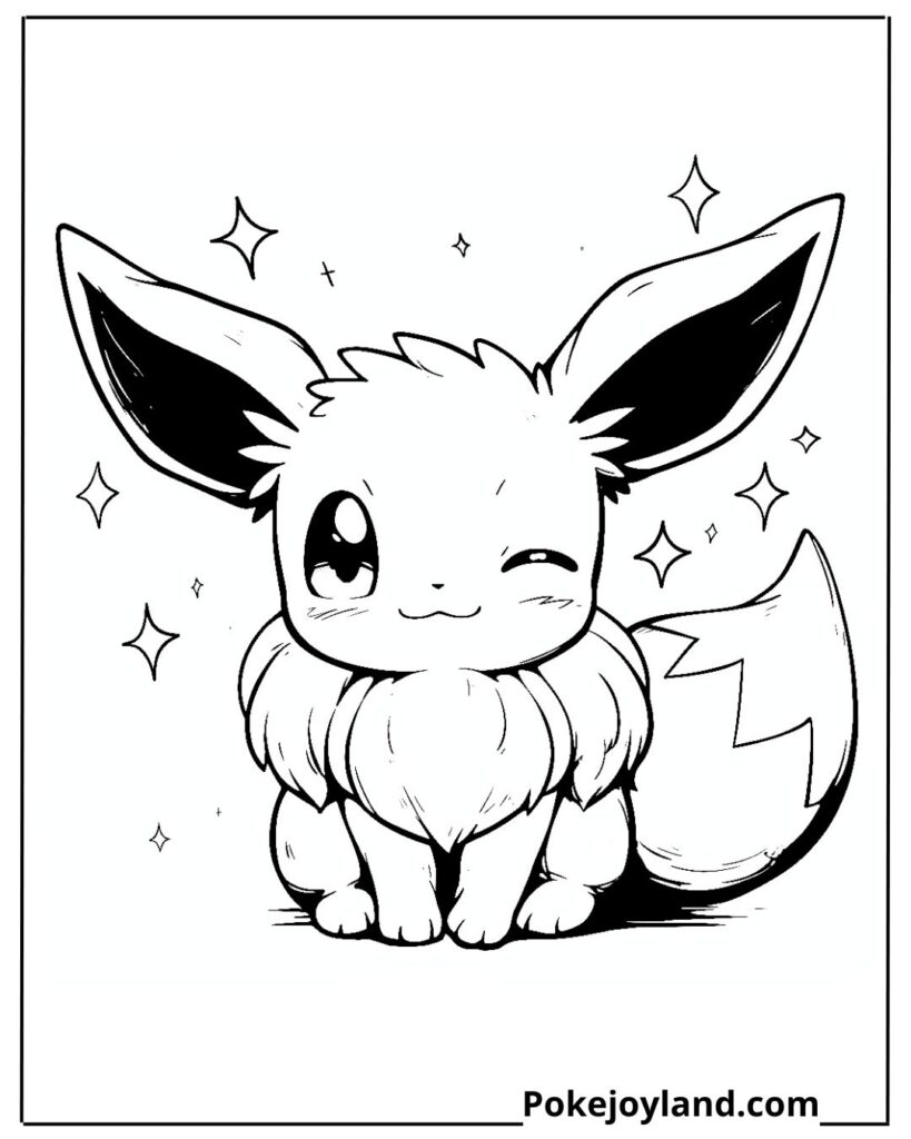 Kawaii eevee coloring page