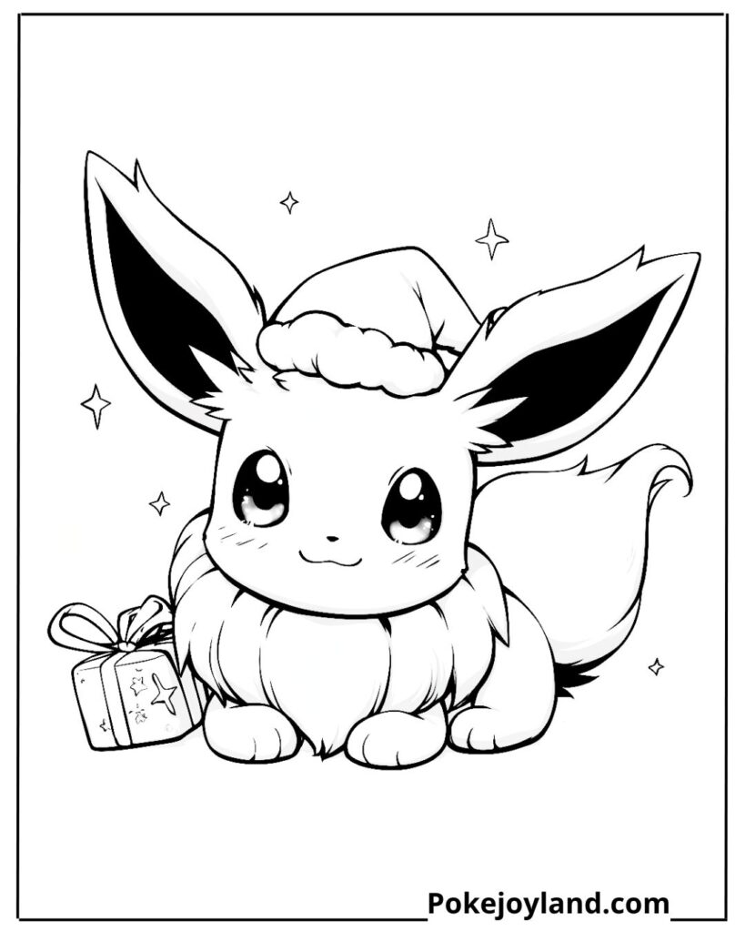 Christmas eevee coloring page