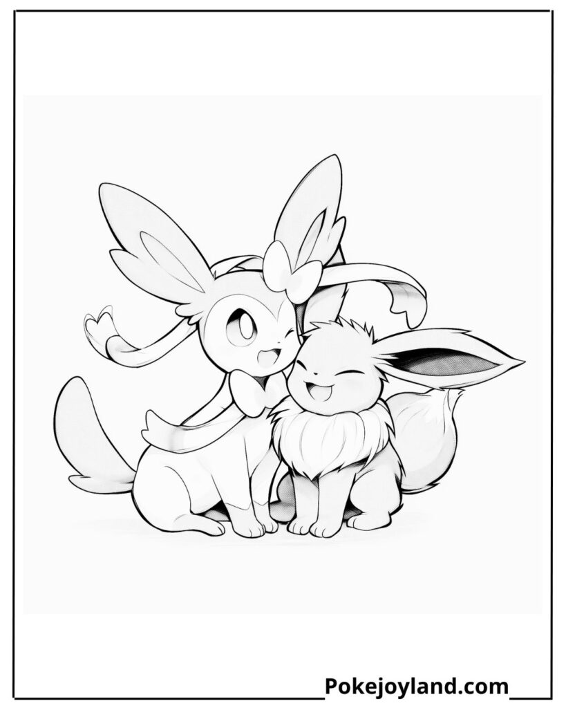 Sylveon and eevee coloring page