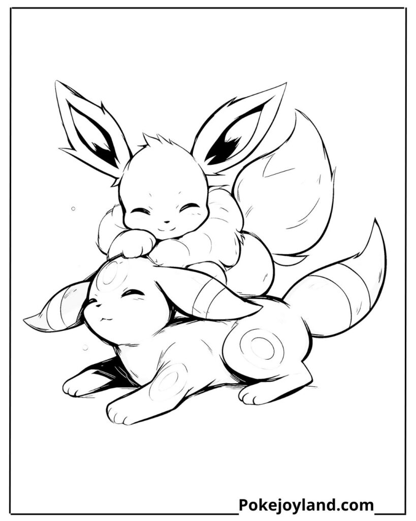 Eevee and umbreon coloring page