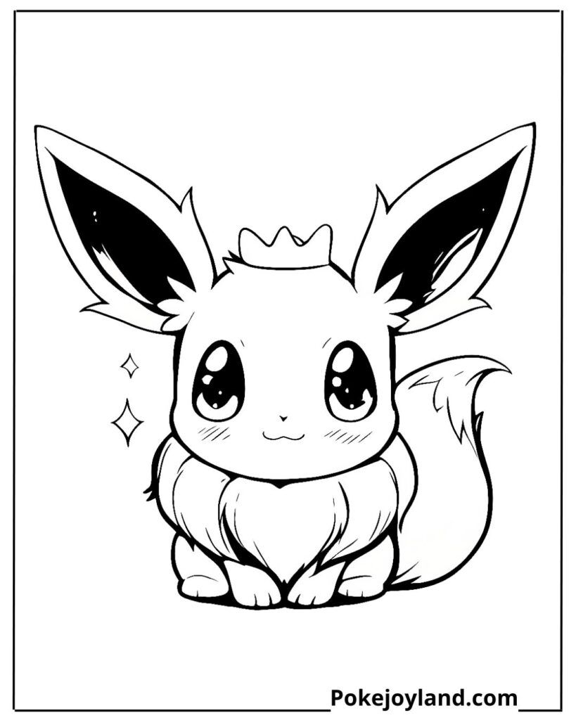 Eevee with crown coloring page