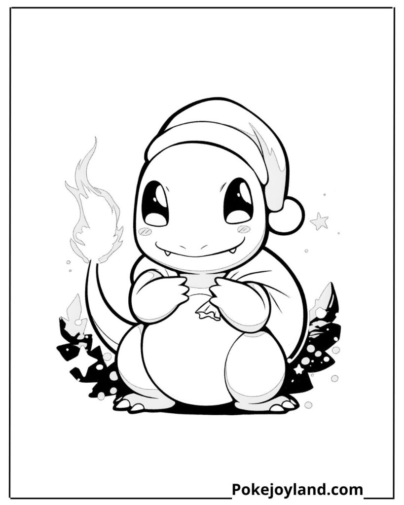 Christmas charmander coloring page