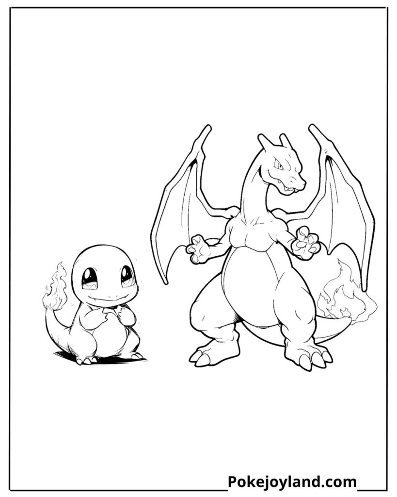 charizard and charmander coloring page
