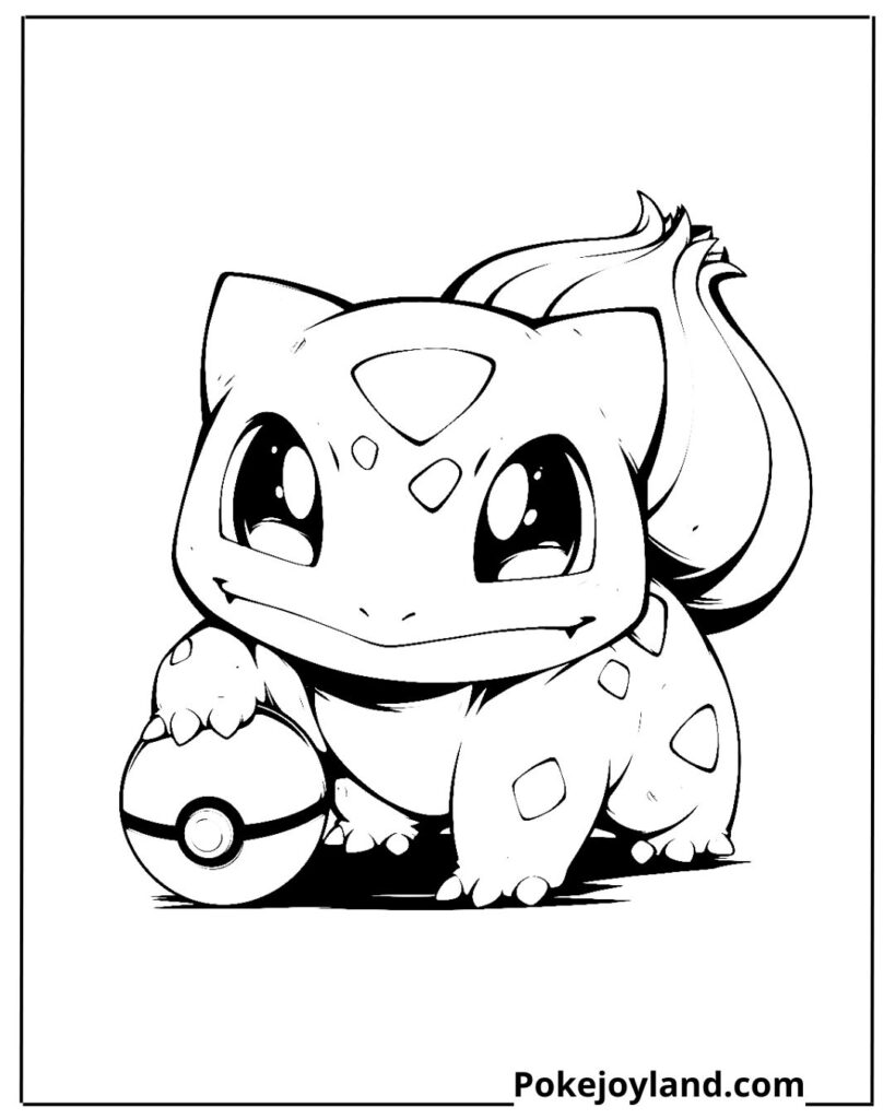 Bulbasaur with Pokeball Coloring Page