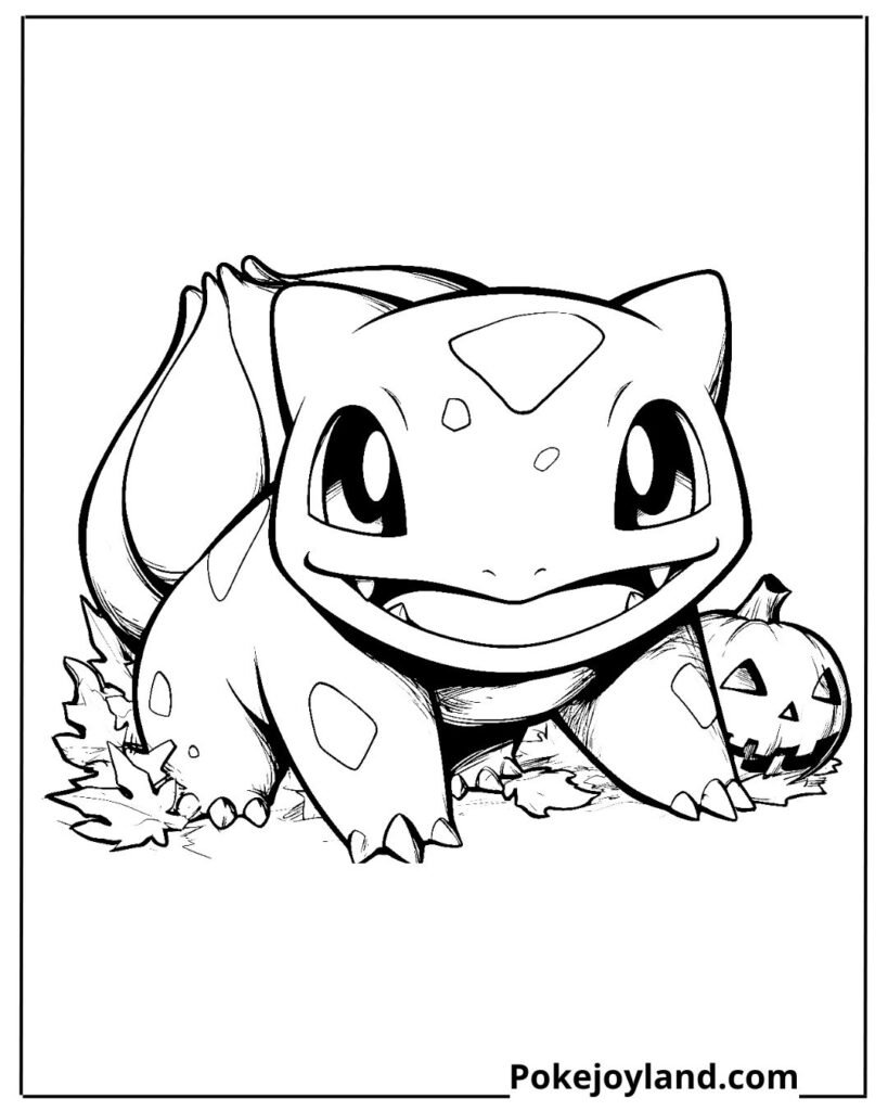 Halloween bulbasaur coloring page
