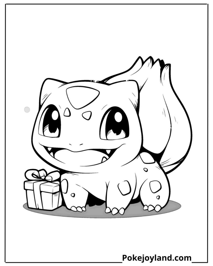 Christmas bulbasaur coloring page
