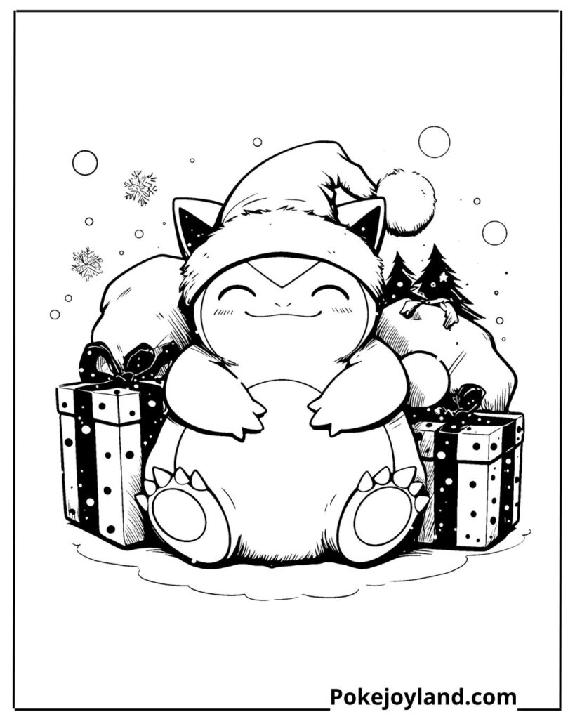 Snorlax Christmas Coloring Page