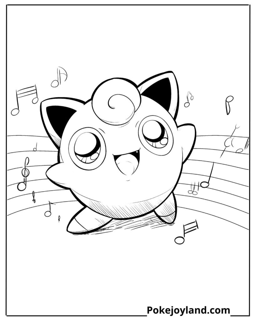 Jigglypuff singing coloring page