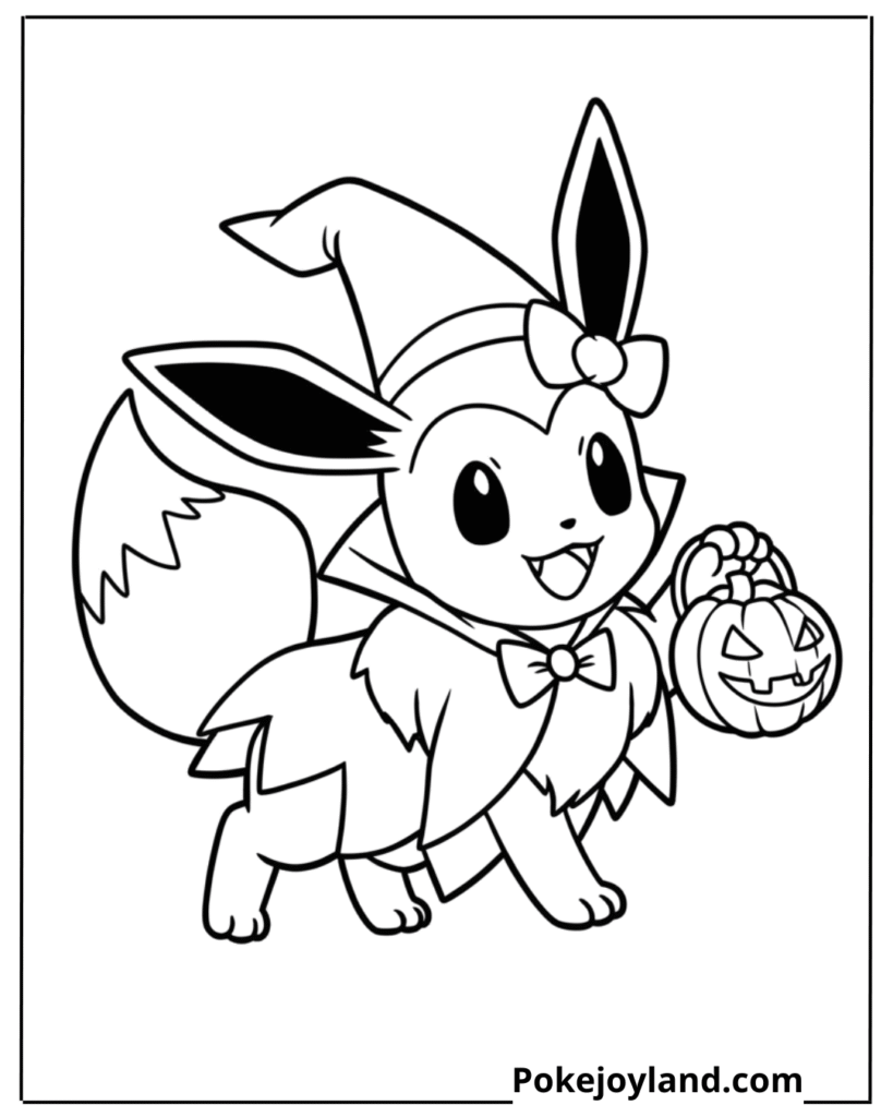 Halloween Eevee Coloring Page