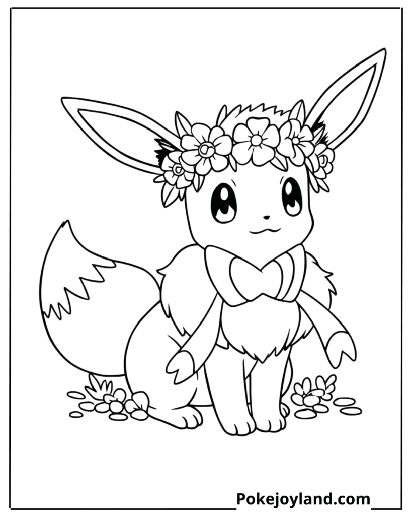 Kawaii Eevee Coloring Page