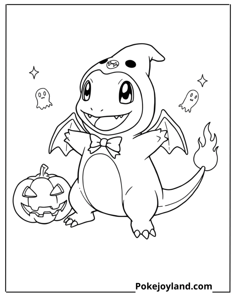 halloween charmander coloring page