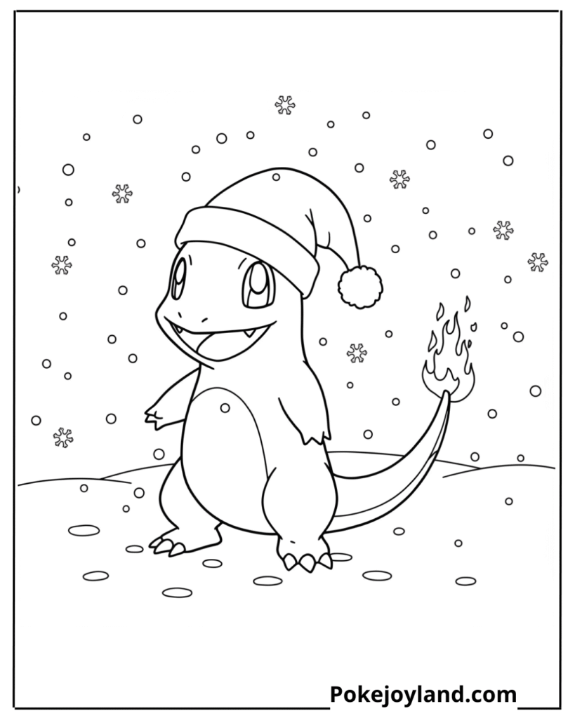 Christmas charmander coloring page
