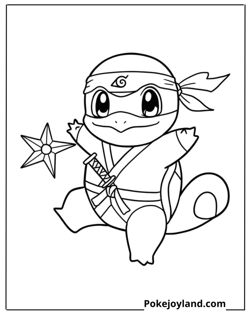 Ninja Squirtle Coloring Page