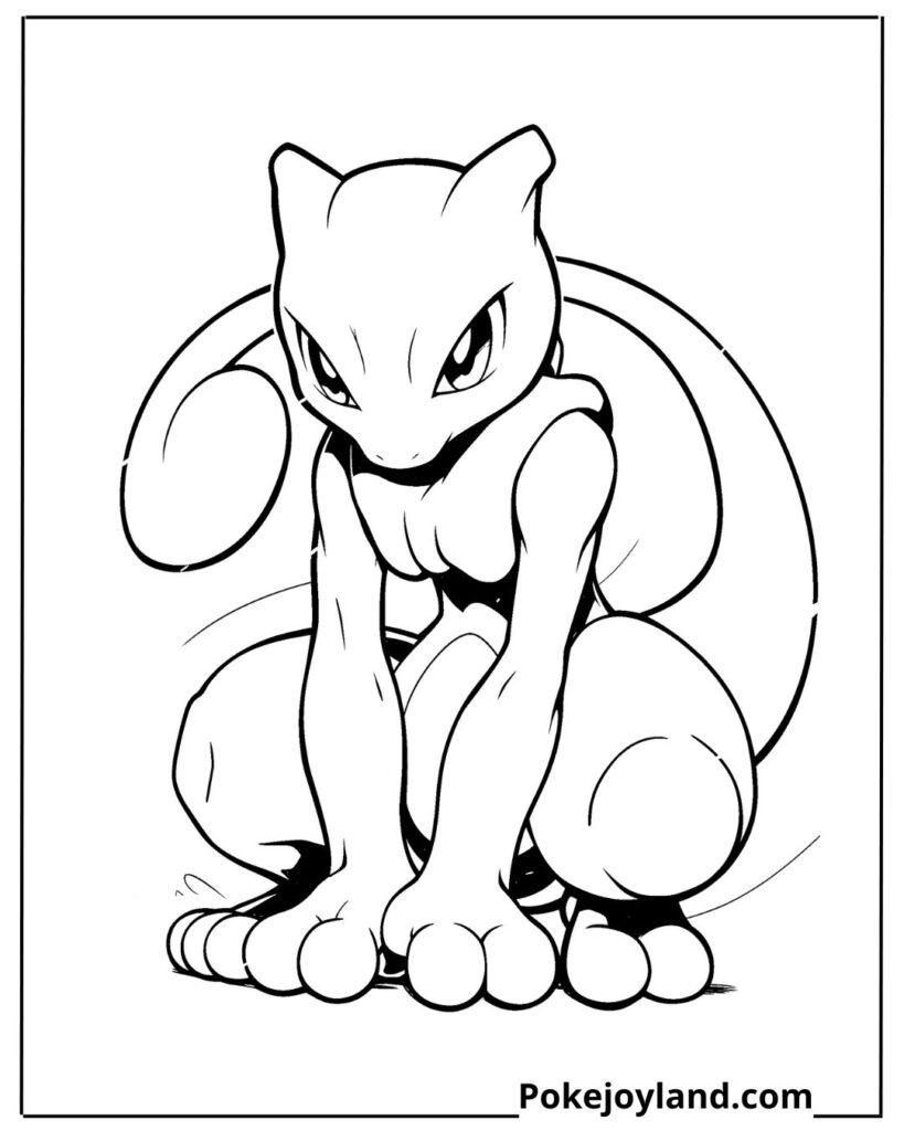 Cute Mewtwo Coloring Page