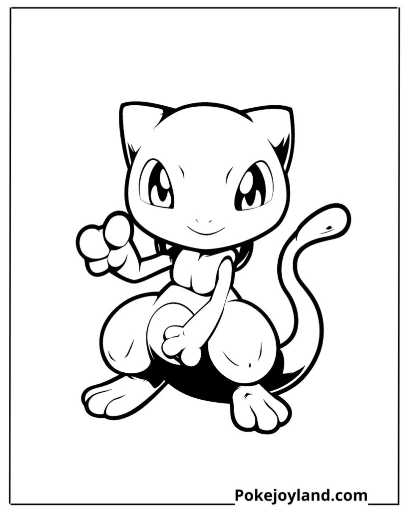 Kawaii Chibi Mewtwo Coloring Page