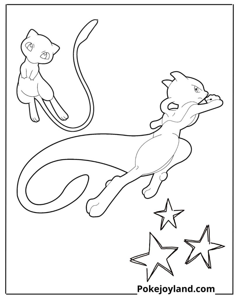 Mewtwo and Mew coloring page