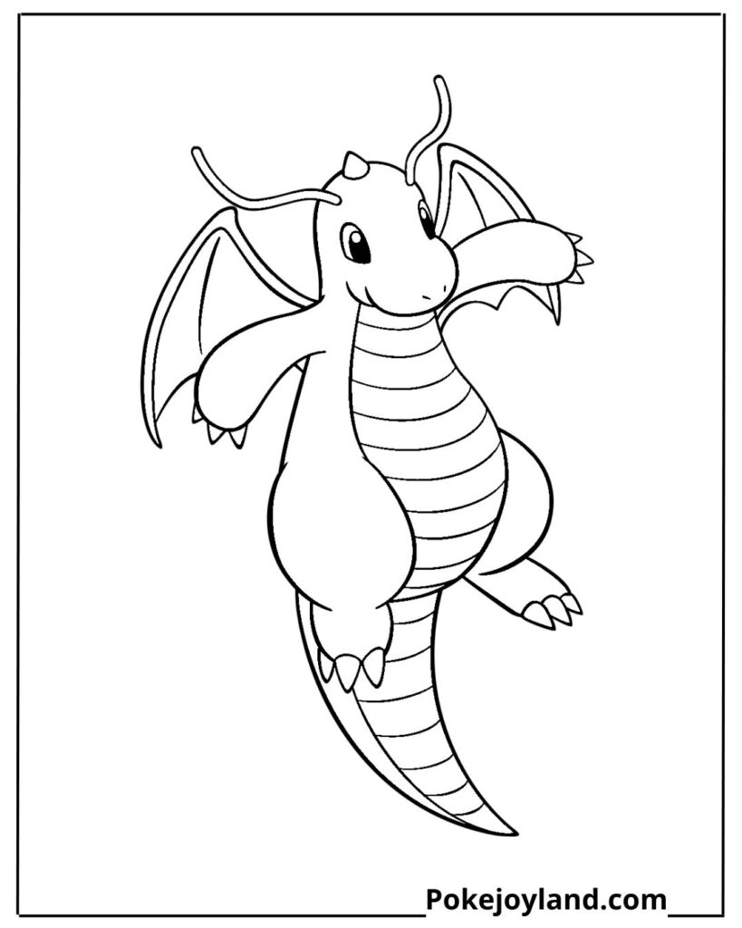 Pokemon Dragonite Coloring Page