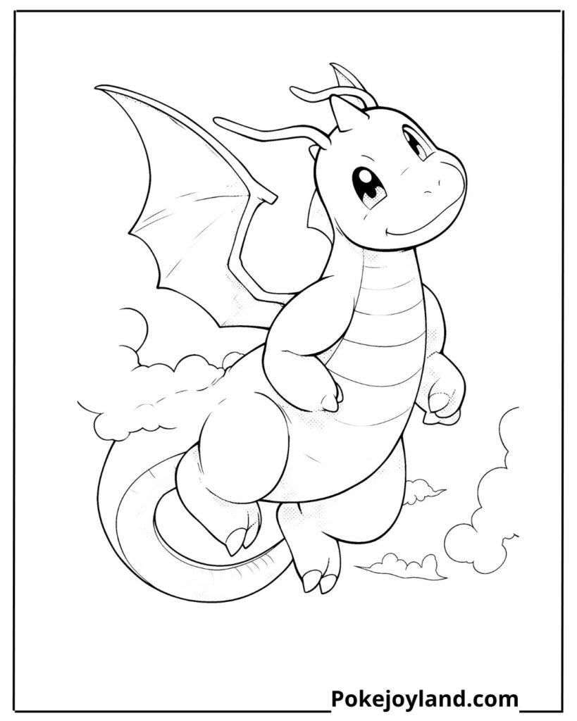 Dragonite Flying Coloring Page