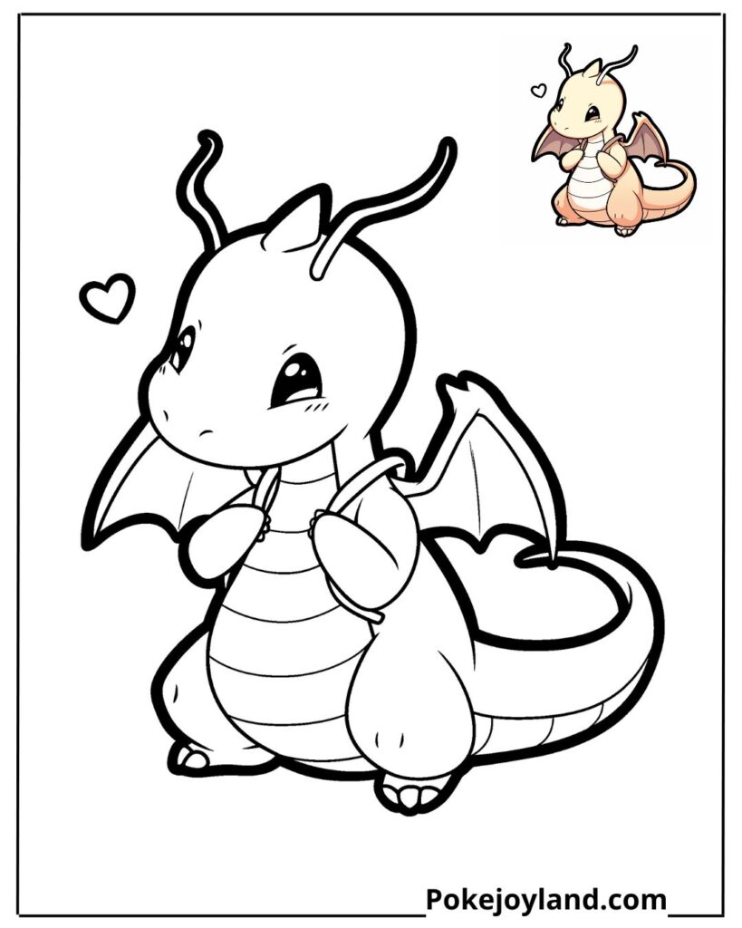 Chibi Dragonite Coloring Page