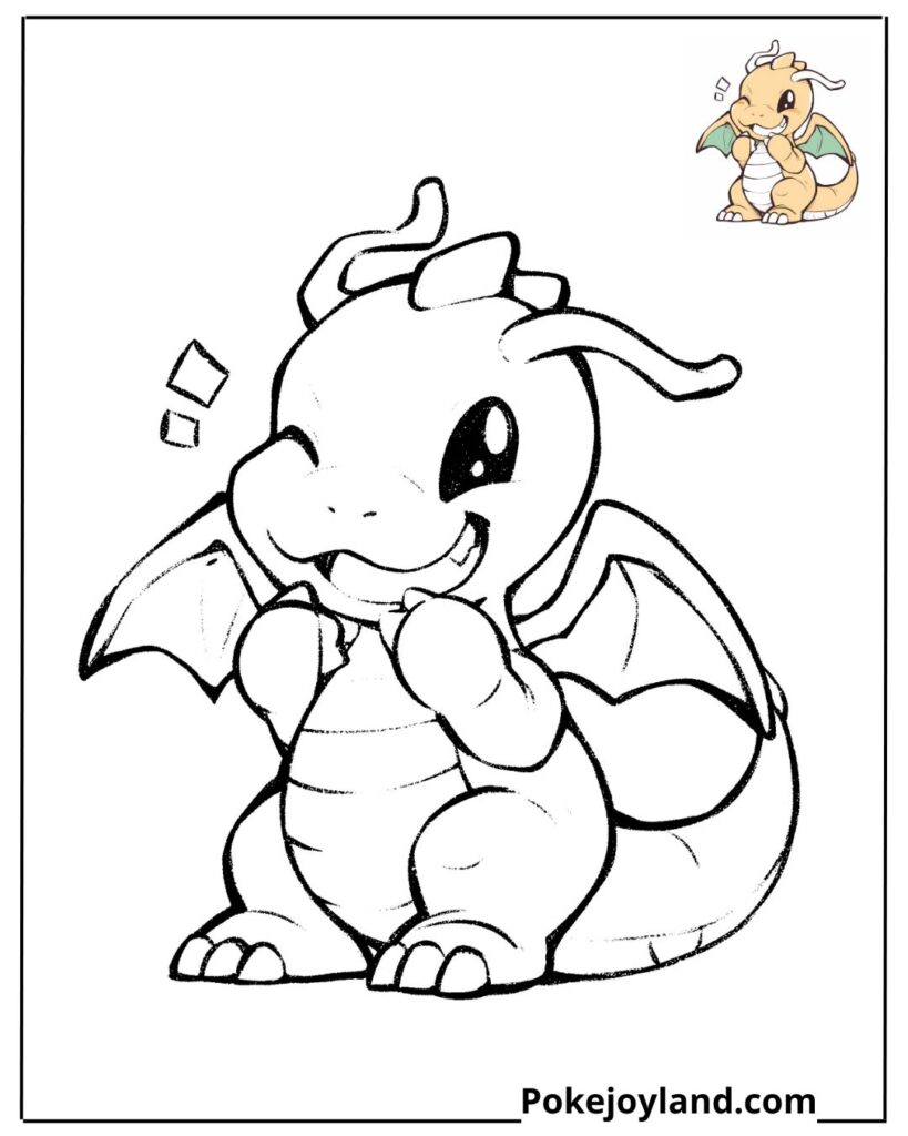 Funny Dragonite Coloring Page