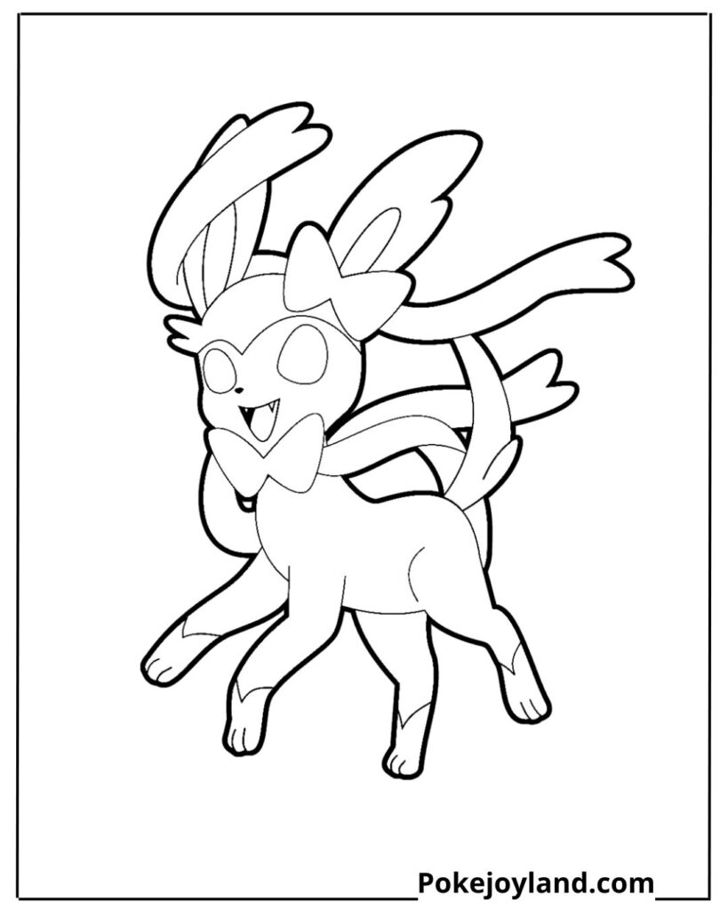 Happy Sylveon Coloring Page