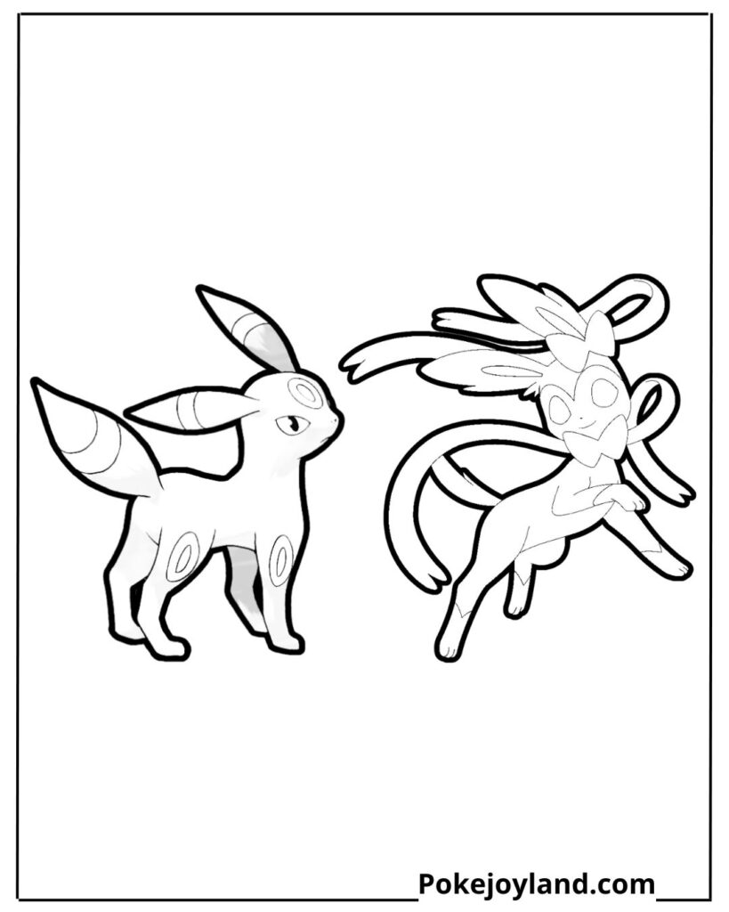 Sylveon and Umbreon coloring page