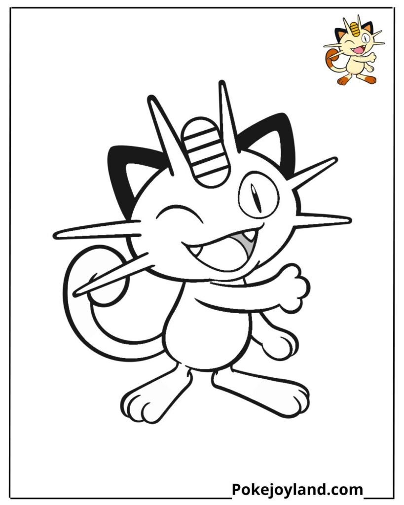 Funny Meowth Coloring Page