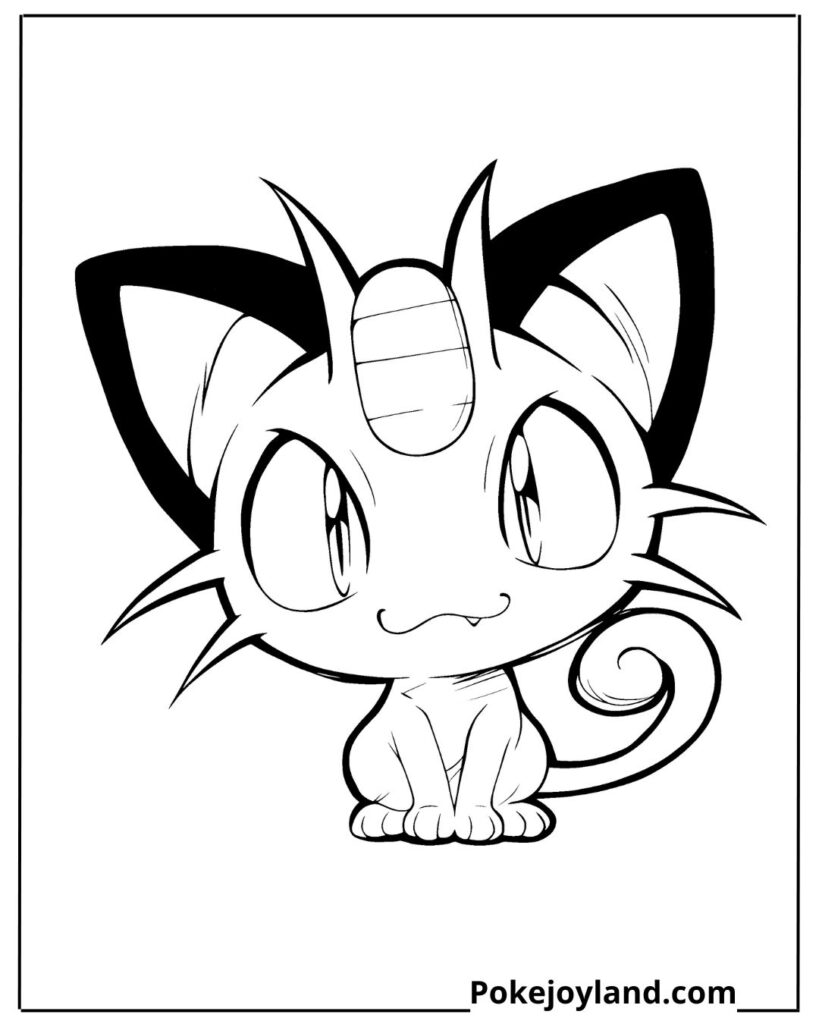 Chibi Meowth Coloring Page