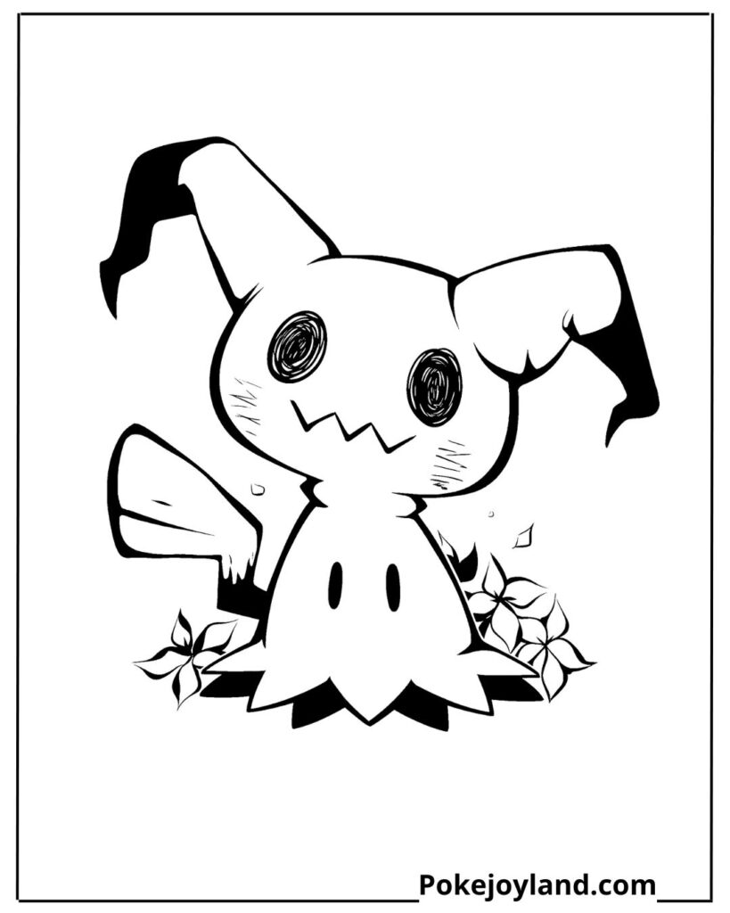 Kawaii Mimikyu Coloring Page