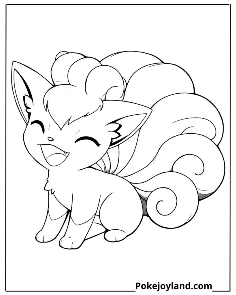 Kawaii Vulpix Coloring Page