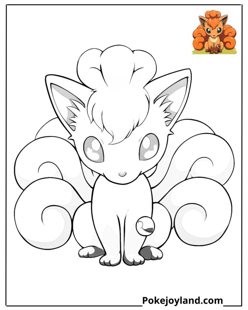 Vulpix with Pokeball Coloring Page