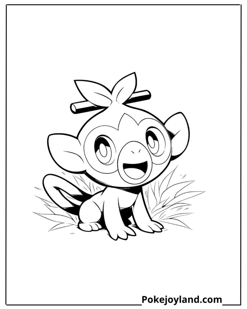 Cute Grookey Coloring Page