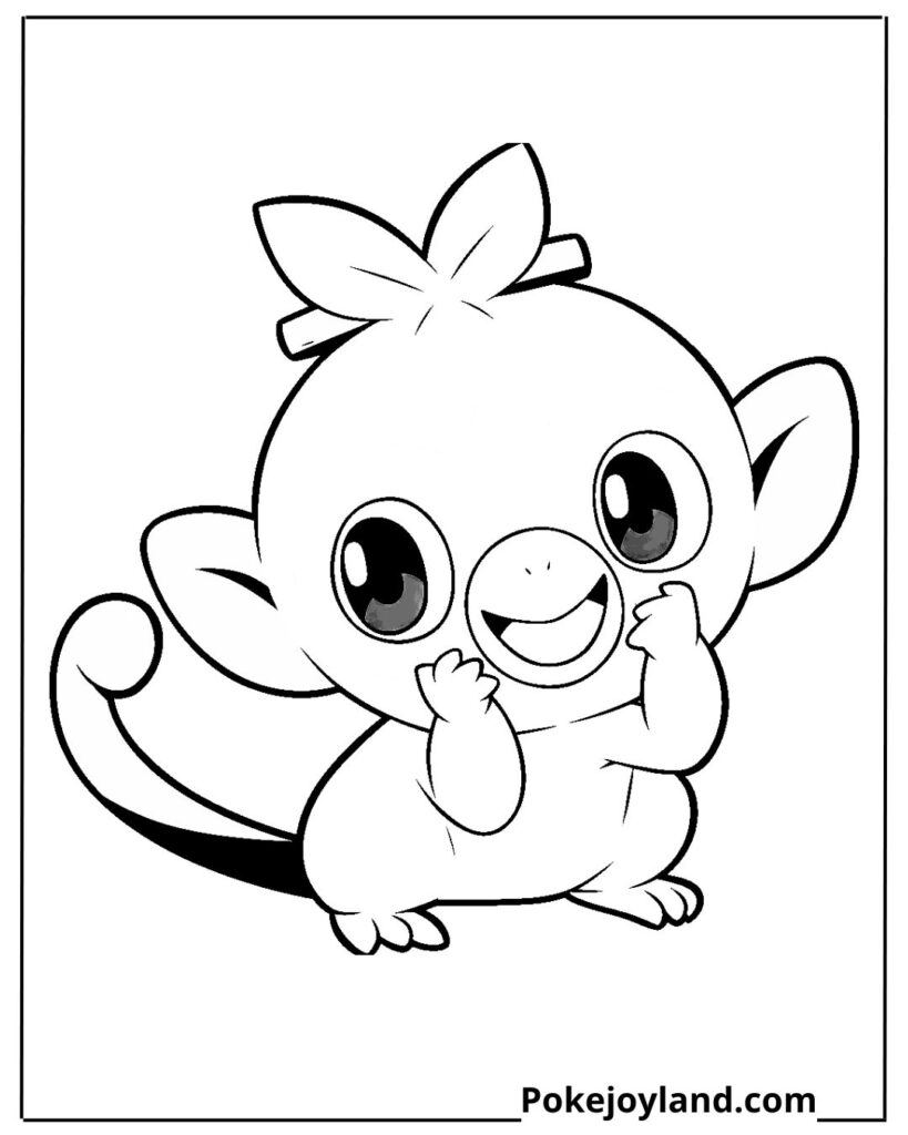 Kawaii Grookey Coloring Page