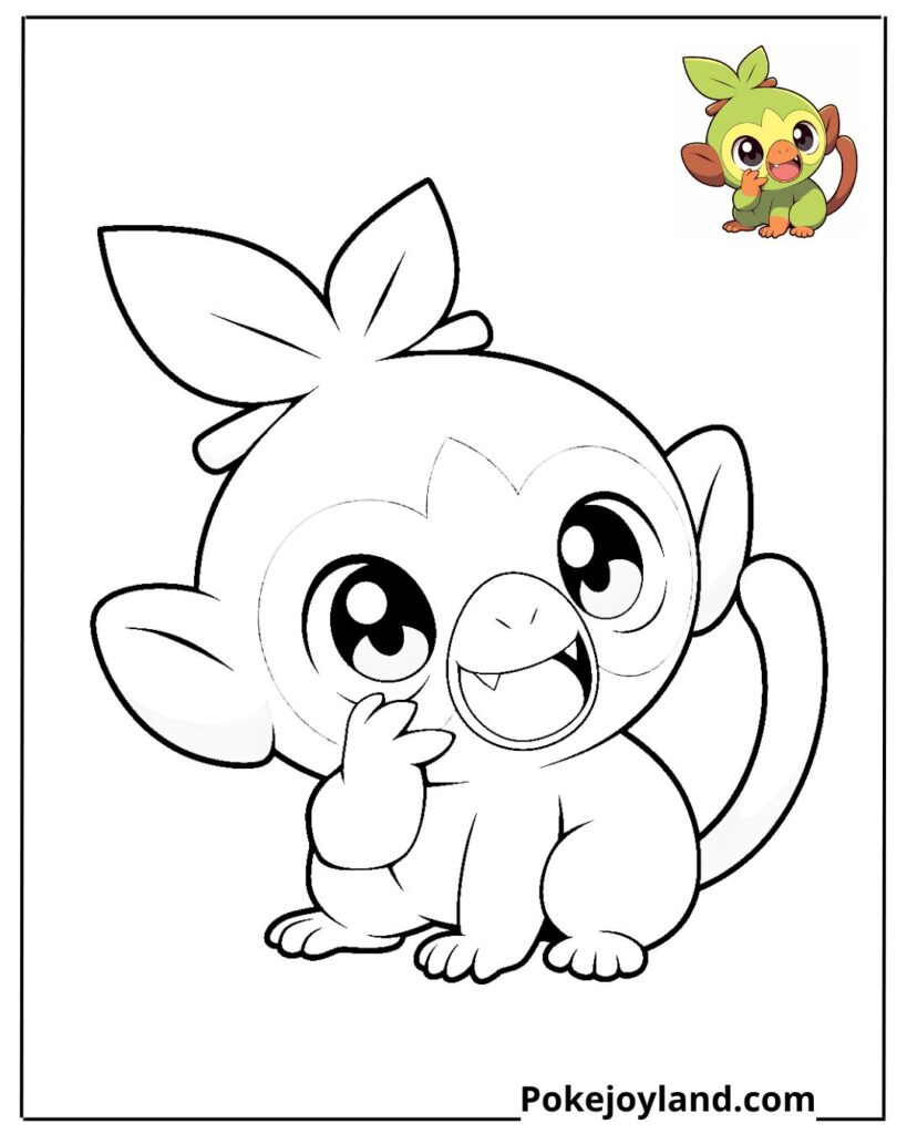 Pokemon Grookey Coloring Page