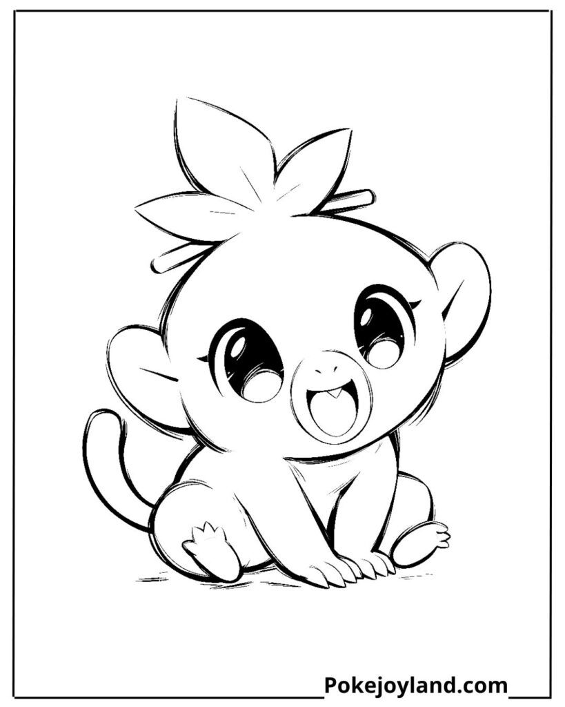 Charming Grookey Coloring Page