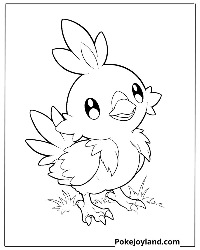 Kawaii Torchic Coloring Page