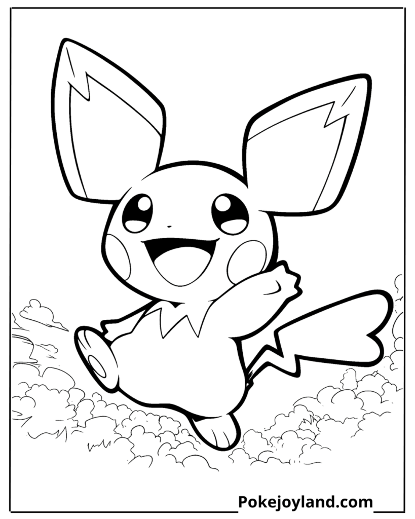 Kawaii Pichu Coloring Page