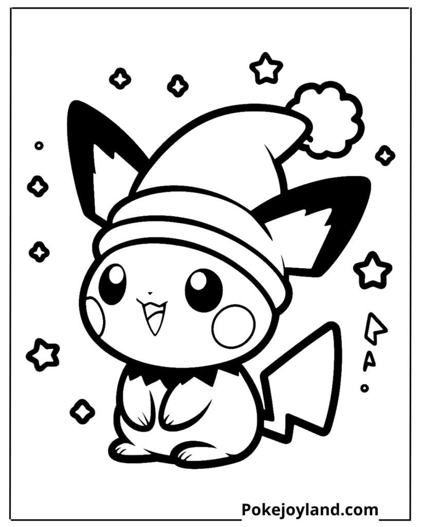 Christmas Pichu Coloring Page